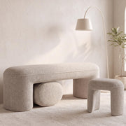 Chenille Bench with Nesting Ottomans