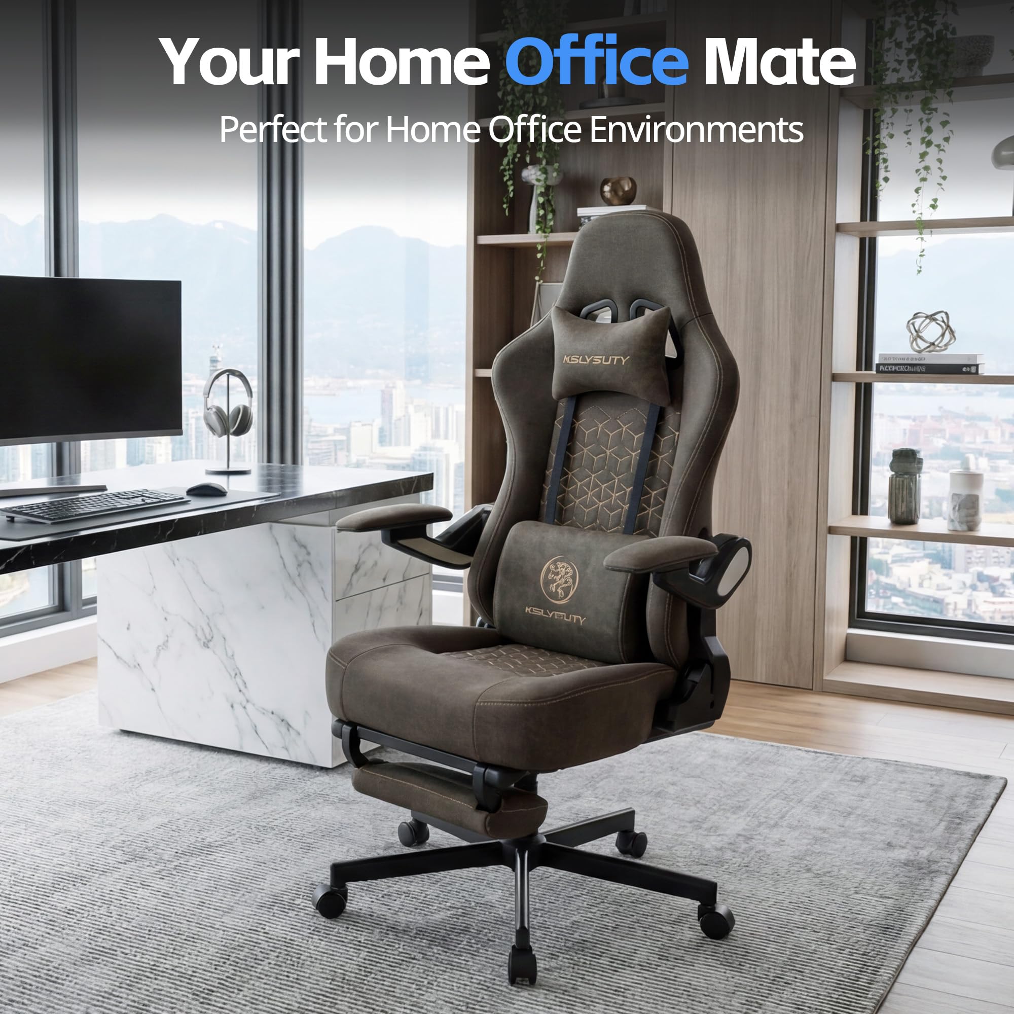 Ergonomic Gaming Chair with Mechanical Arms & Footrest