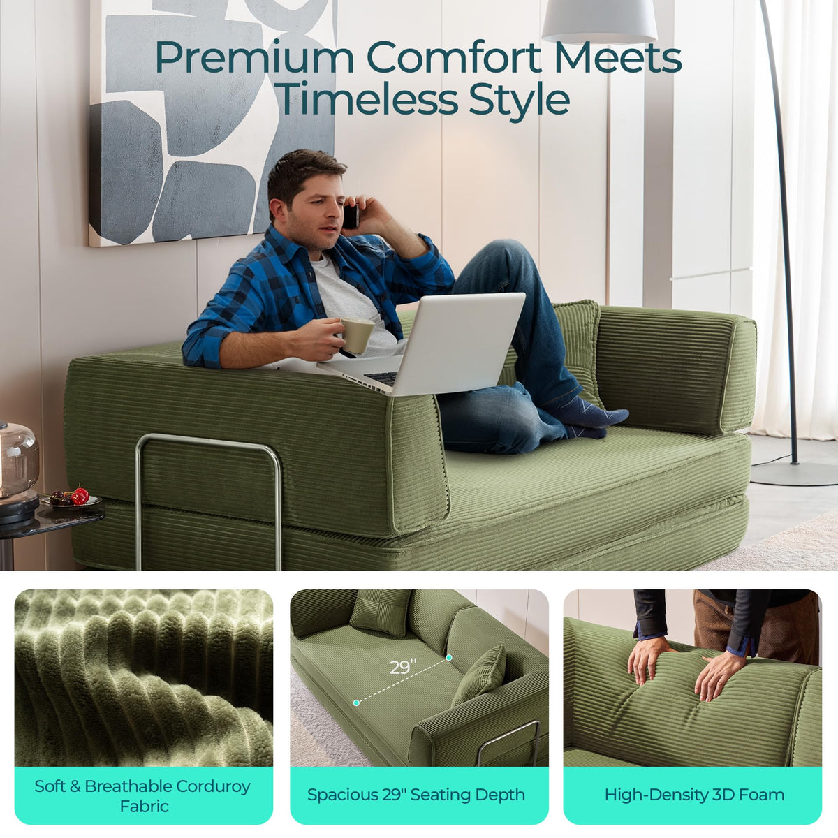 Corduroy Convertible Sofa Bed