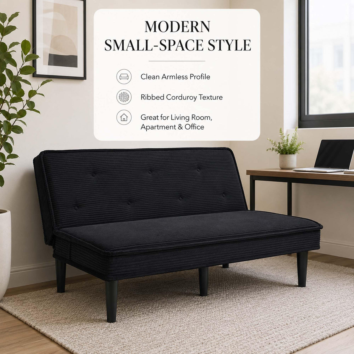 WDYLWFHW Convertible Futon Sofa Bed, Corduroy Folding Loveseat Couch