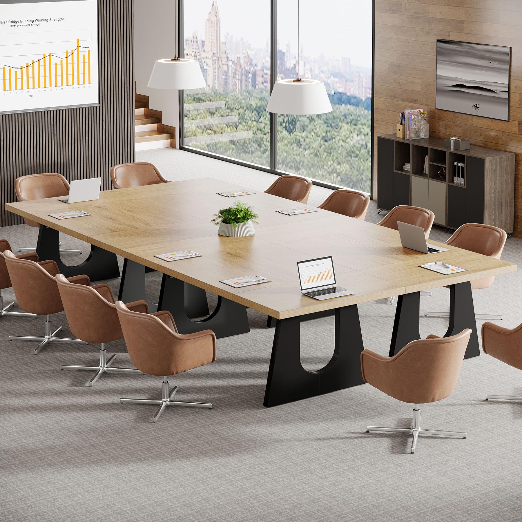 Large Rectangular Conference Table for 6-8 People
