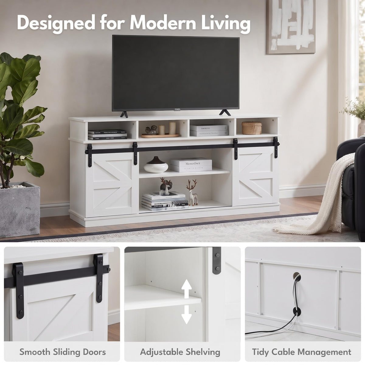 White Farmhouse TV Stand