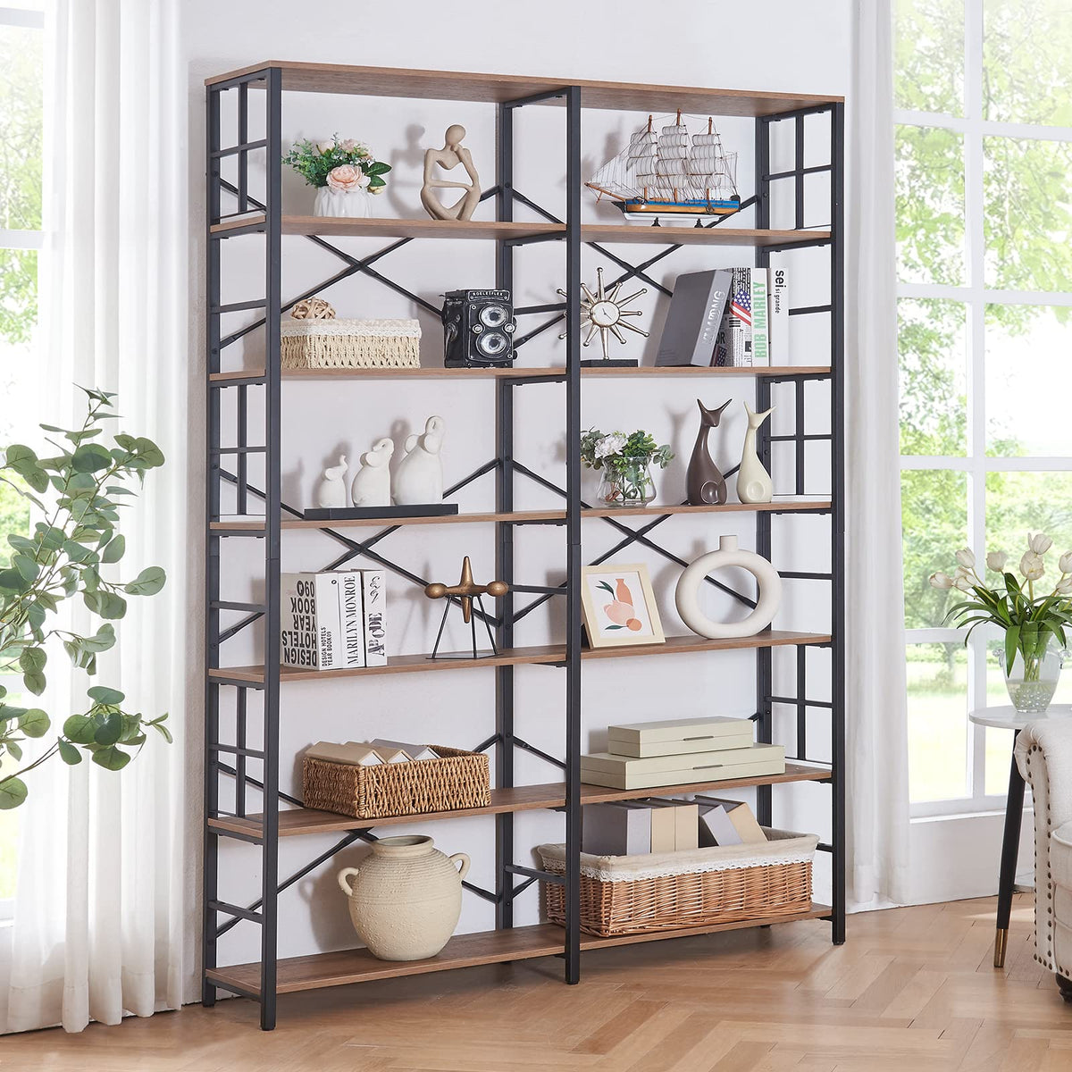 Double-Wide 7-Tier Industrial Bookcase