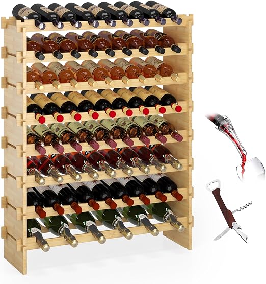 Bamboo Stackable Wine Rack 69 Bottle