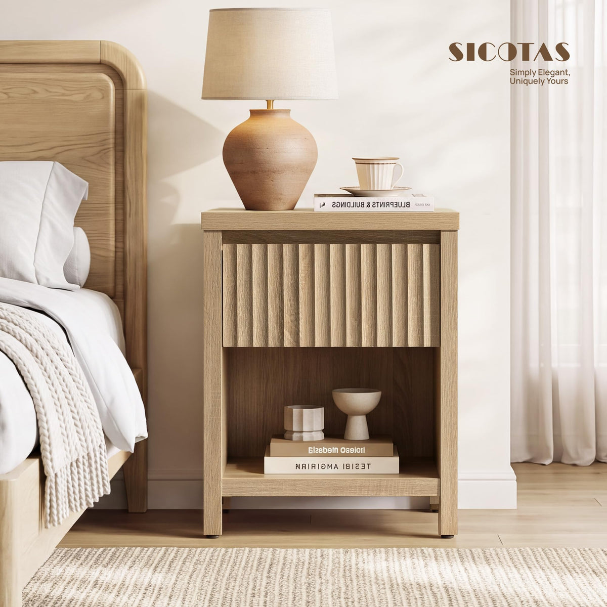 Fluted Nightstands Set of 2