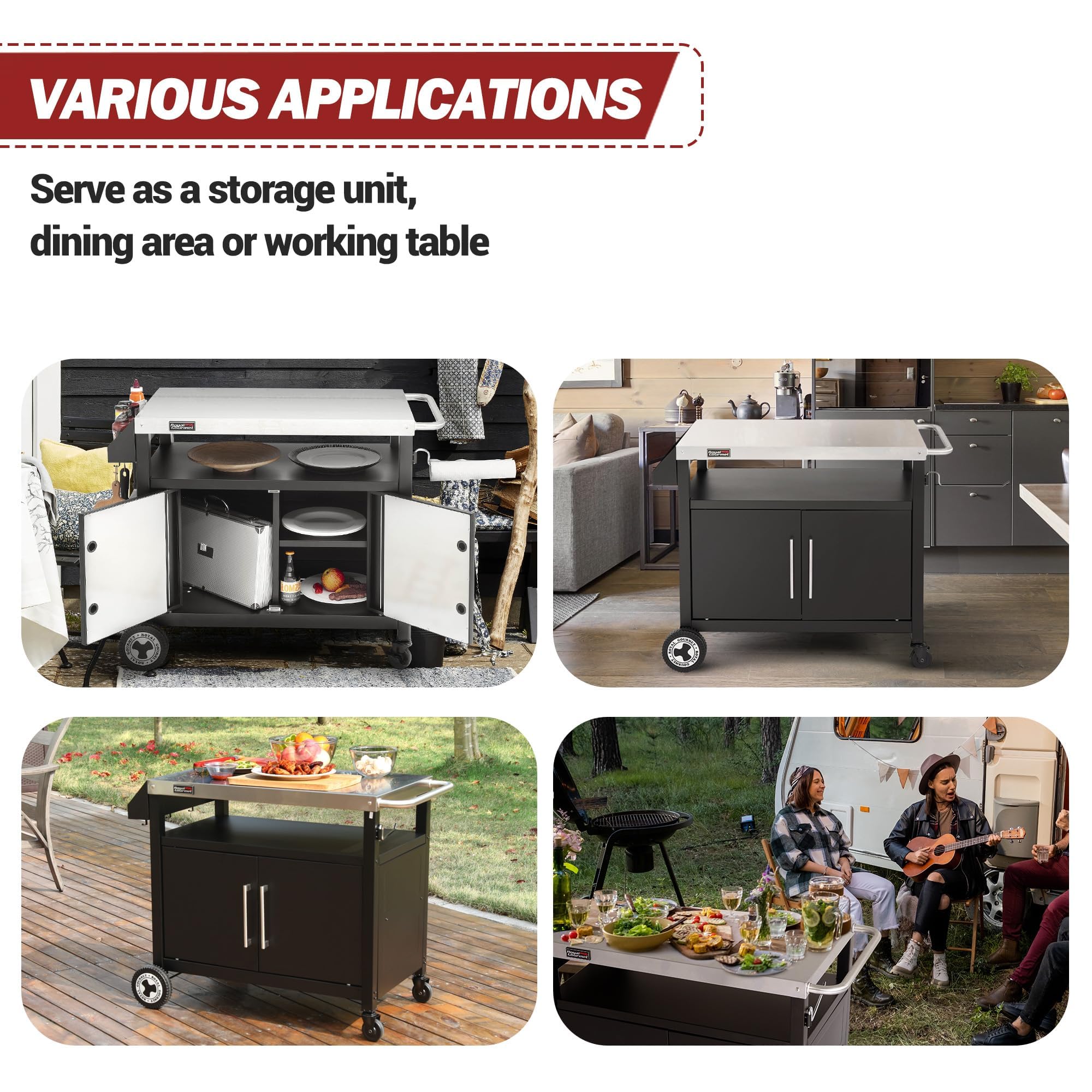 Outdoor Grill Cart with Storage Cabinet