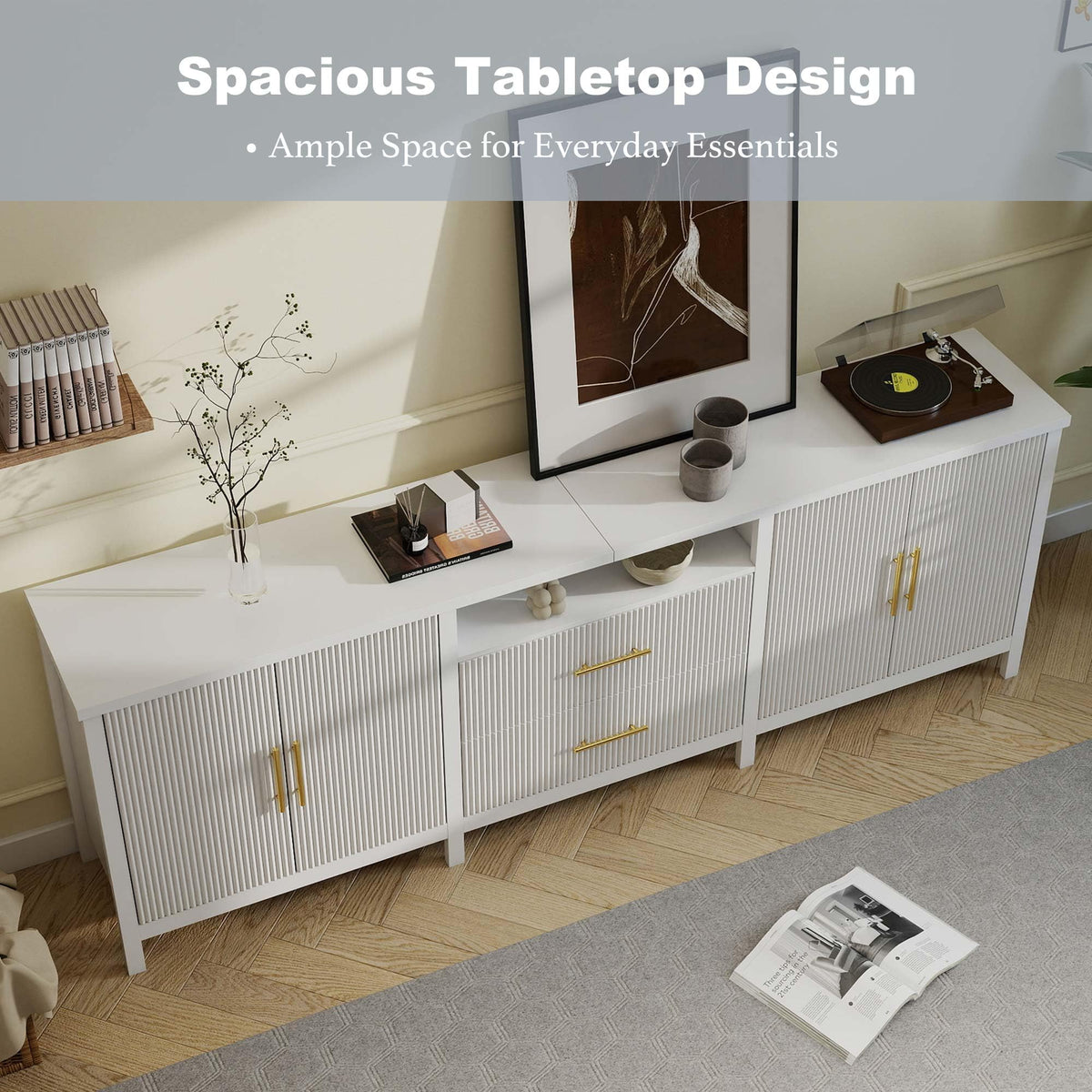 White TV Stands for Living Room: 95" Entertainment Center for 100" TVs