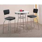 HomeStock Rustic Romance 50'S Soda Fountain Bar Table with Chrome Base and White Top, Perfectly Sized at 41.75" H X 30" W X 30" D for Drinks and Snacks, Adding Retro Style to Your Space