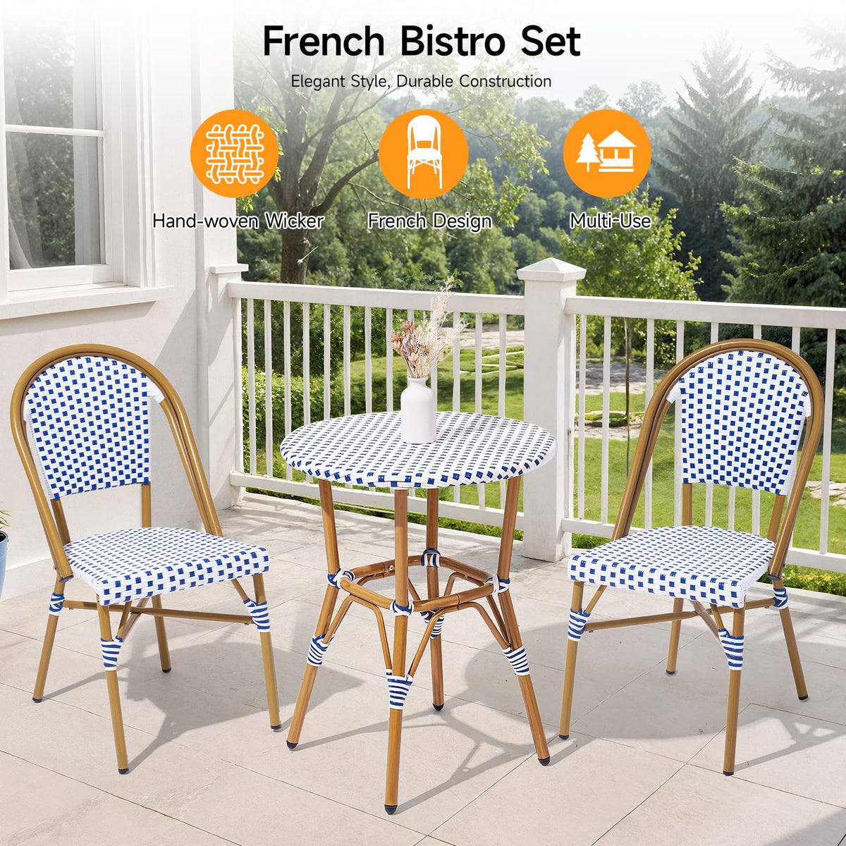 3-Piece French Wicker Bistro Set