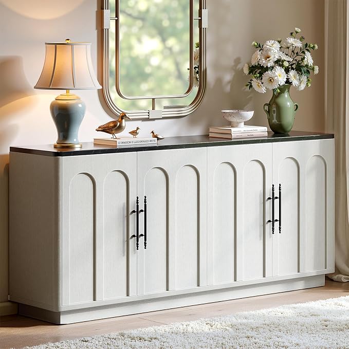 67" Arched Sideboard Buffet Cabinet with 4 Doors