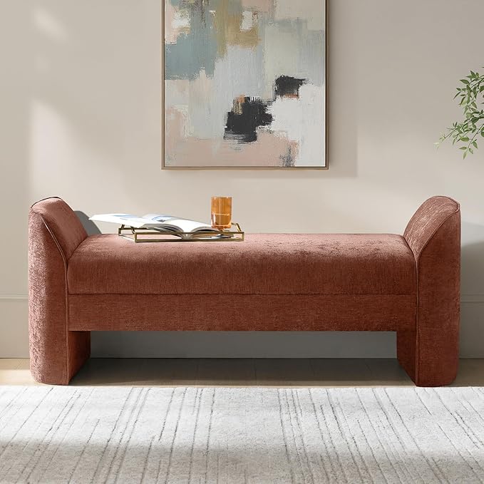 Upholstered Chenille End-of-Bed Bench