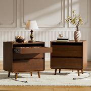 Mid-Century Modern Nightstand with Charging Drawer