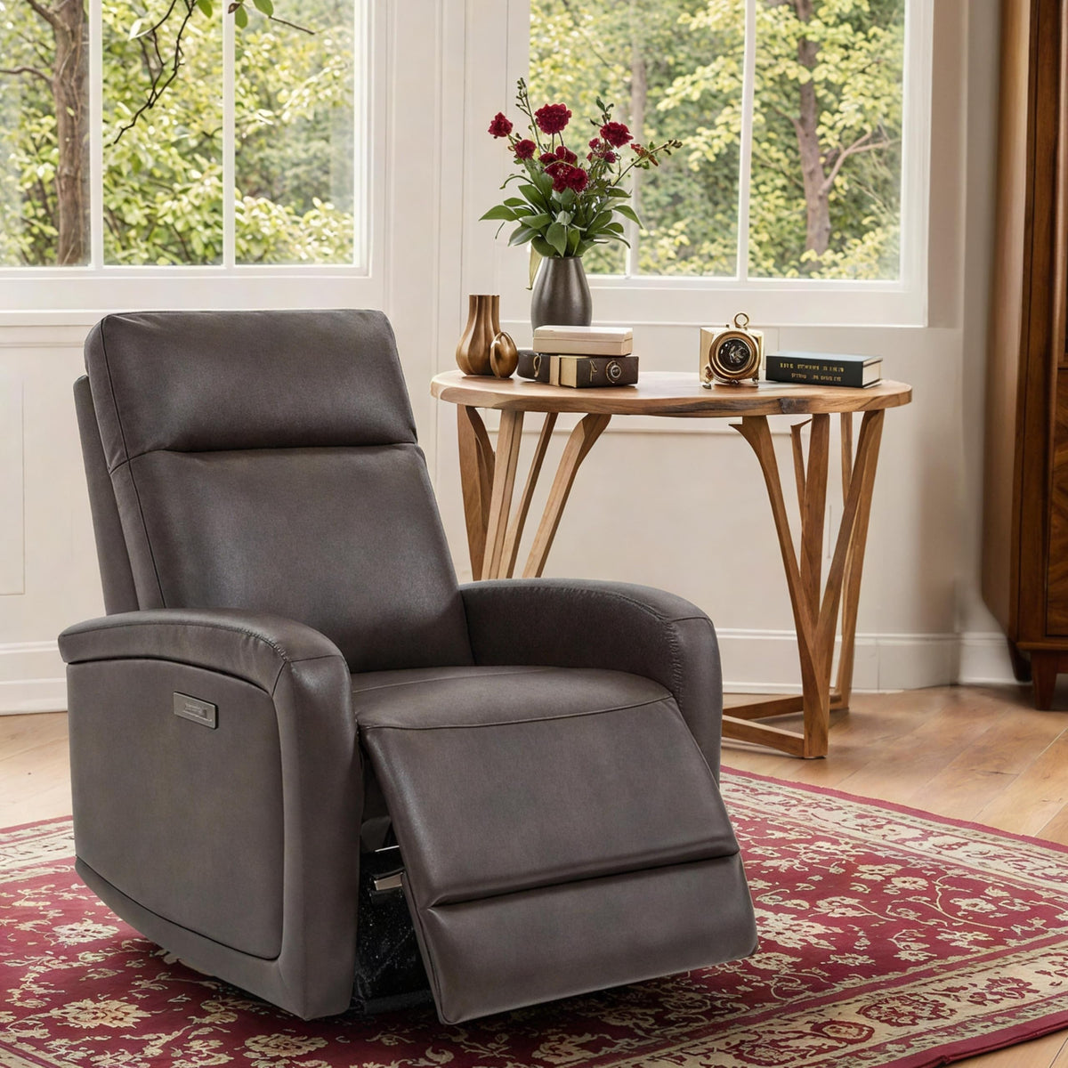 Watson & Whitely Zero Wall Recliners with Power Headrest Faux Leather Brown