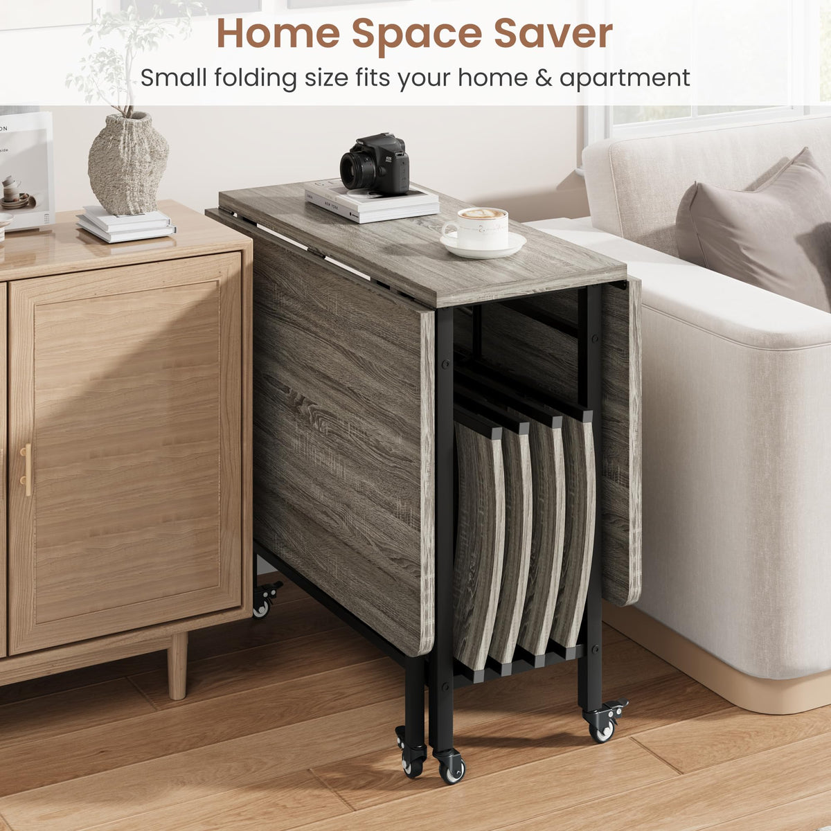 Folding Dining Set with Casters