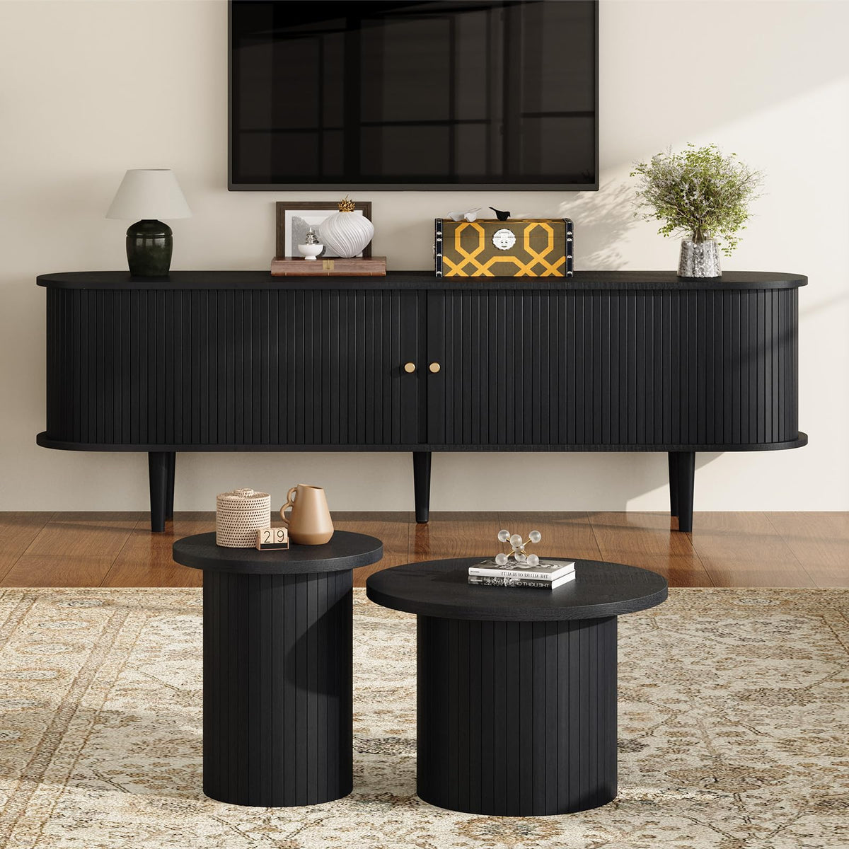 Round Wood Nesting Coffee Tables