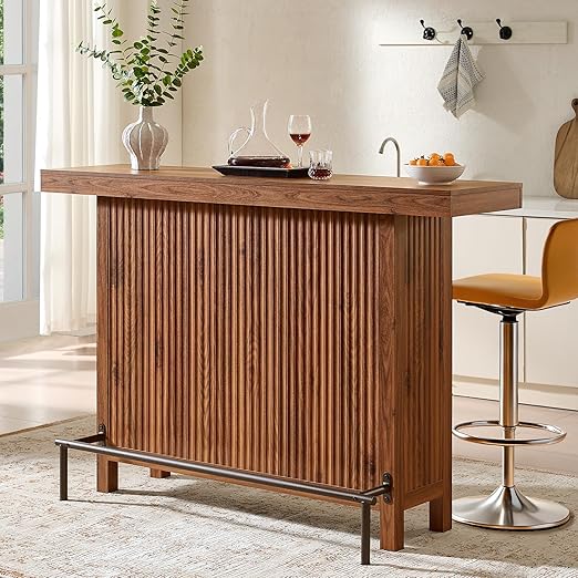 63" Bar Table with Footrest & Storage Cabinet