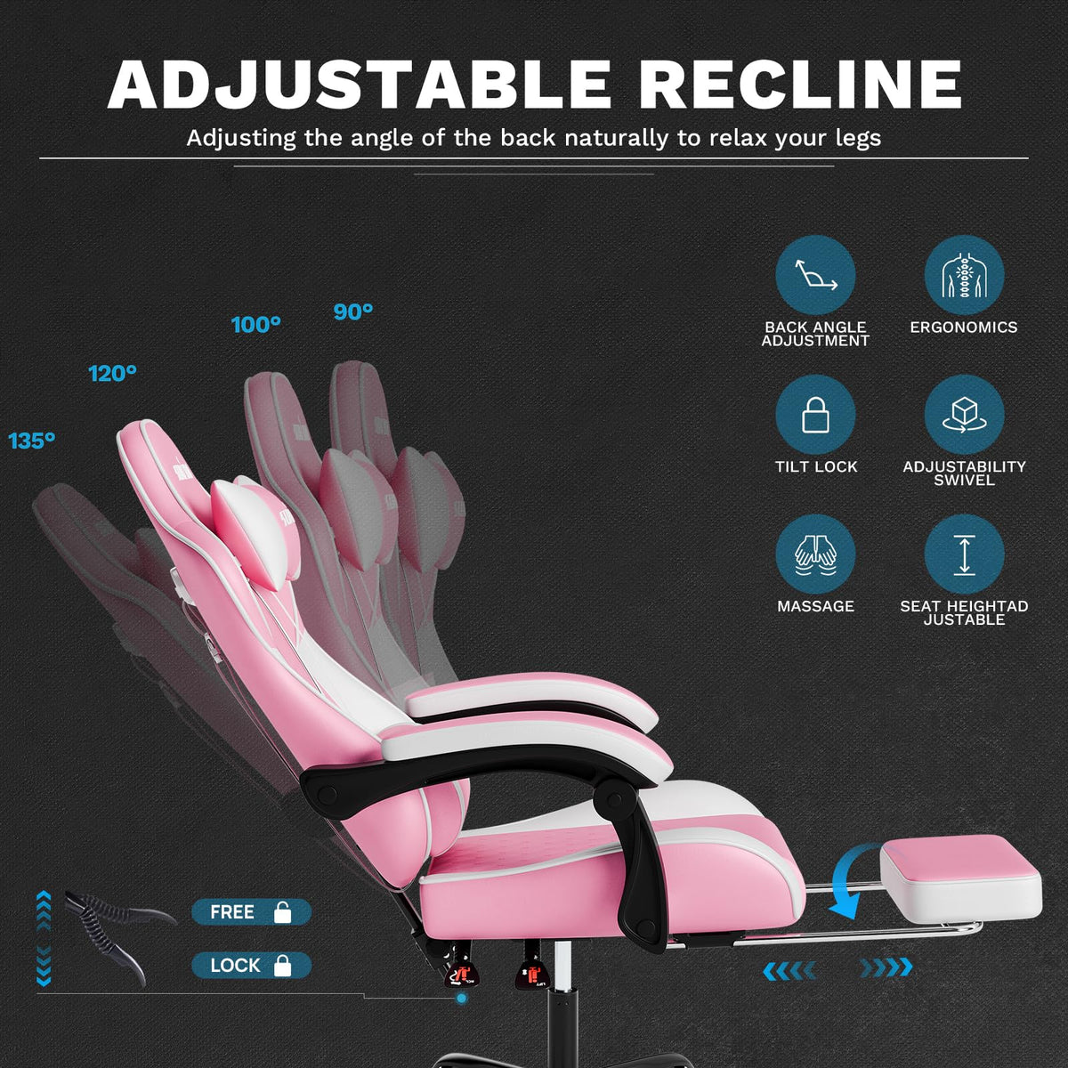 Pocket Spring Gaming Chair with Footrest