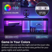 Homall LED TV Stand Mount for 65 inch, Modern Entertainment Center with LED Lights & High Glossy Cabinets, TV Cabinet Console Table with Drawer, Glass Shelves, Dynamic RGB Modes for Living Room, Black