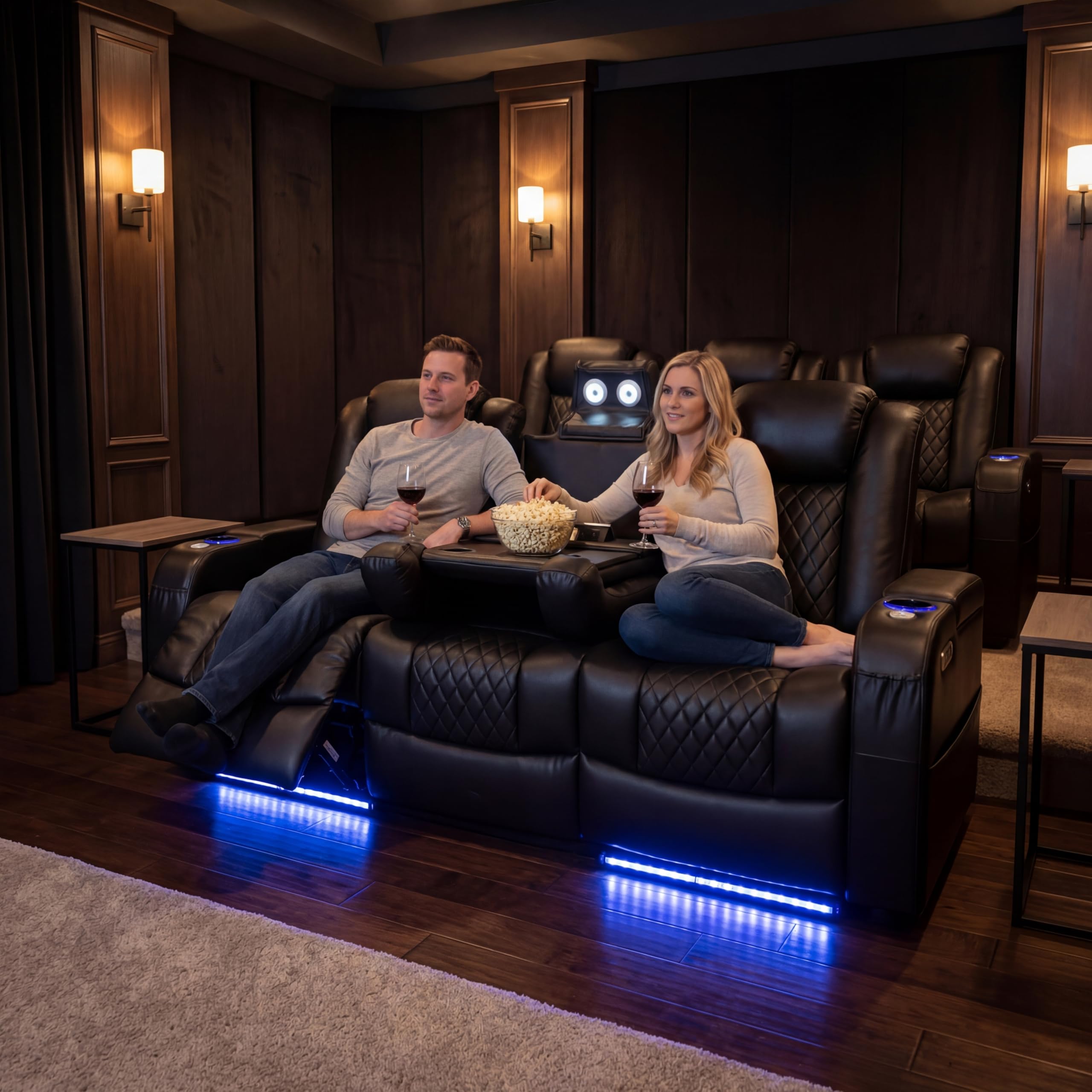 Home Theater Power Recliner Seating with LED Lighting