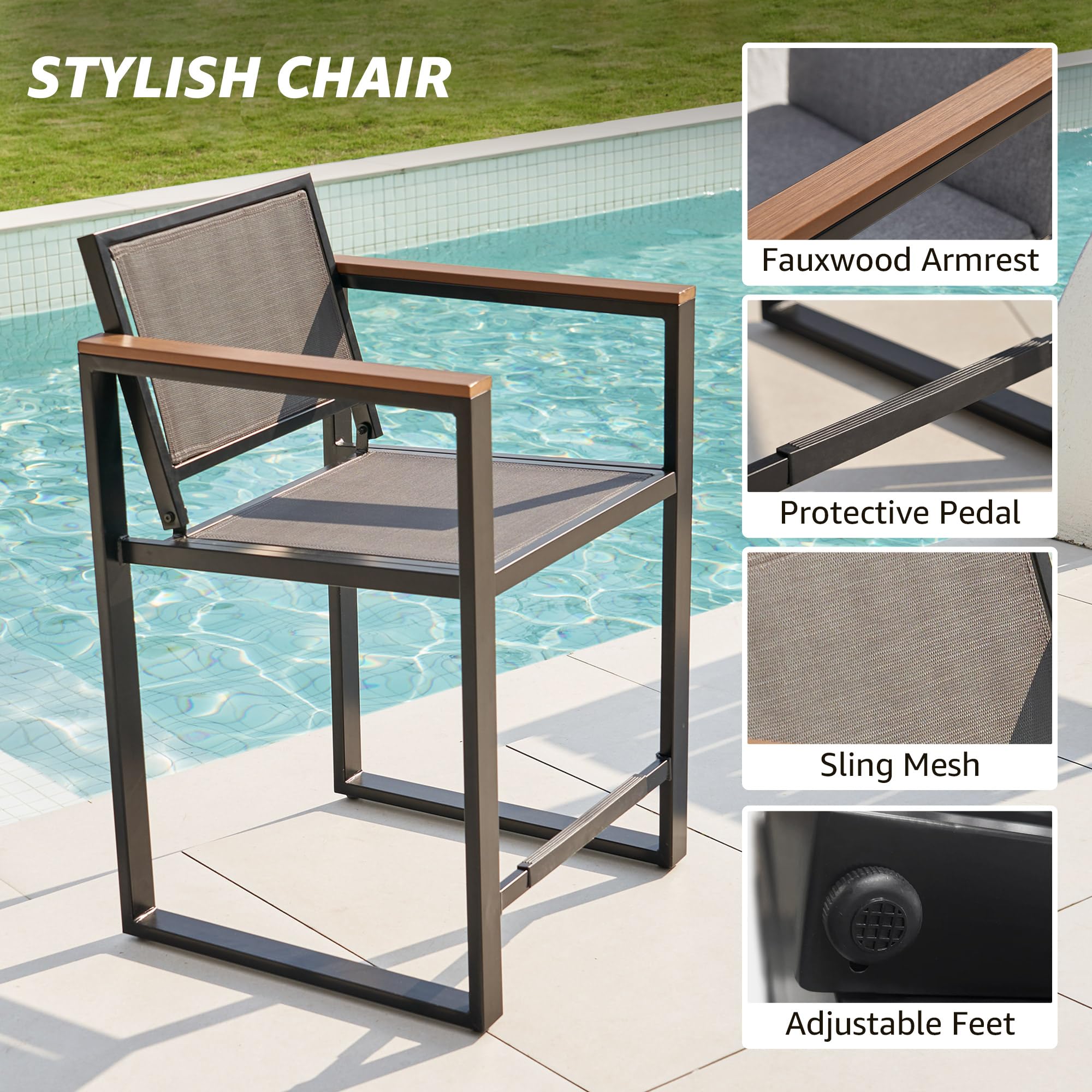 3-Piece Outdoor Bar Table and Chairs Set