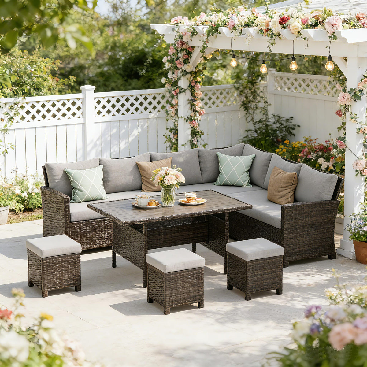 Wisteria Lane 7 Piece Patio Furniture Set, Patio Sectional for All Weather