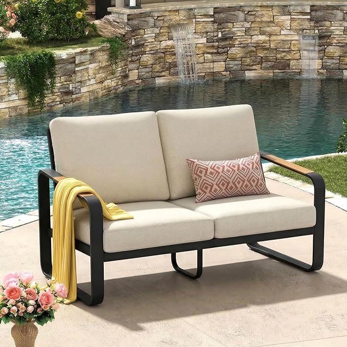 Outdoor Loveseat & 3-Seater Sofa Set with Cushions