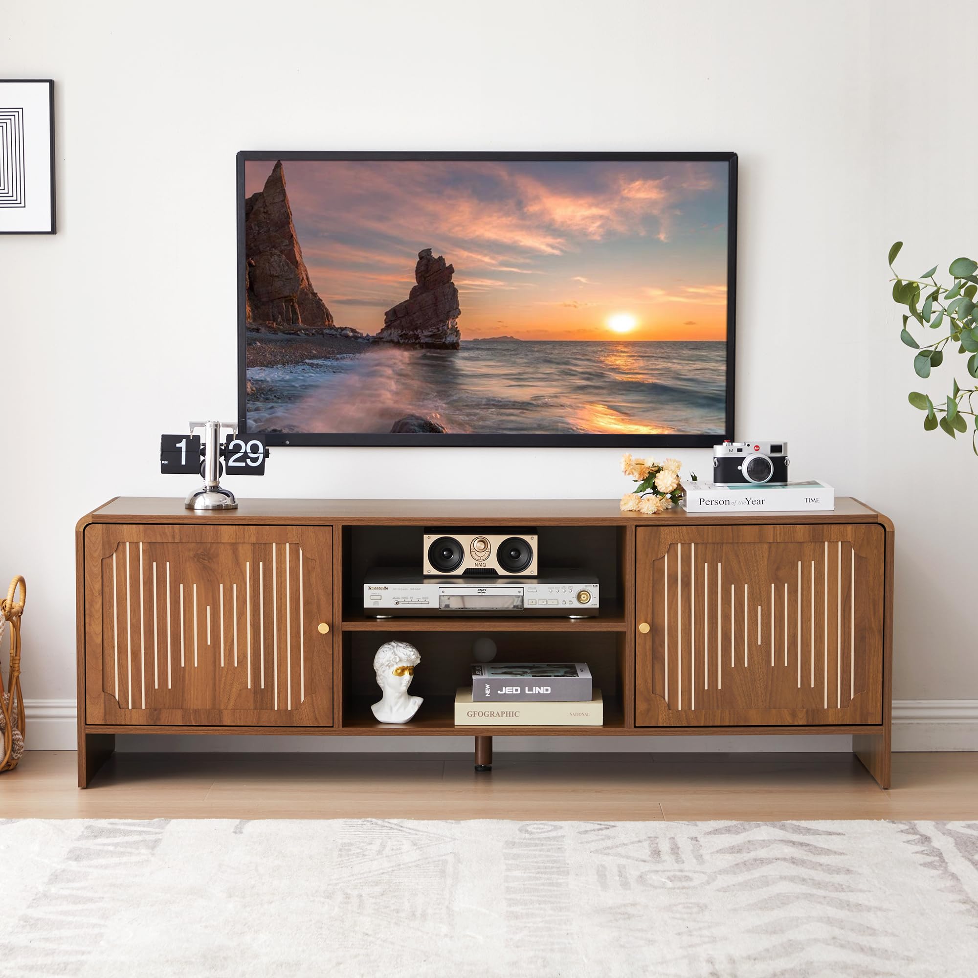 58" Mid-Century Modern TV Stand with Storage