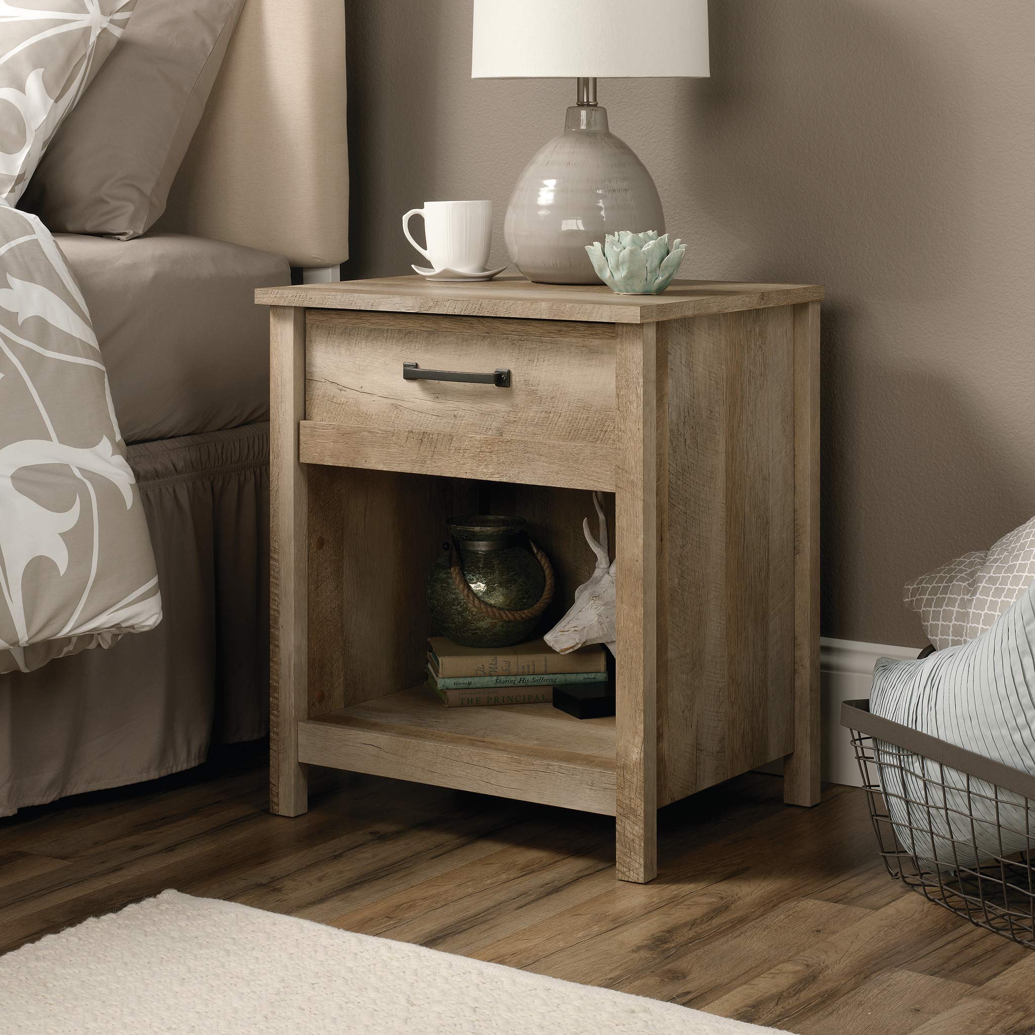 Sauder Cannery Bridge Night Stand, Bedside Table, Bedroom Side Table End Table, in Lintel Oak