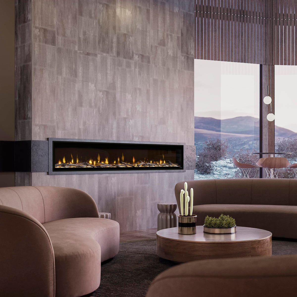 Dimplex Ignite Evolve 100 Inch Built-in Linear Electric Fireplace - Includes Driftwood Logs, Glass Media Kit, Remote - Personalize Flame Colors & Control with Flame Connect App (100 Inch)