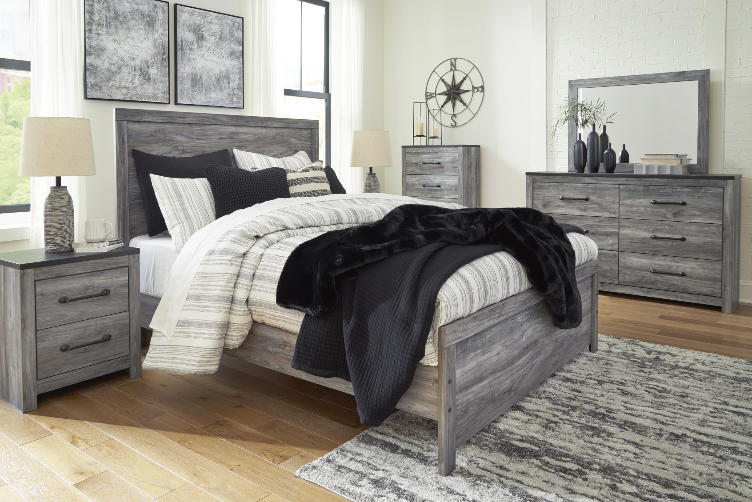 Signature Design by Ashley Bronyan Contemporary 6 Drawer Dresser, Gray