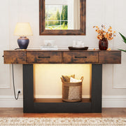 63" Console Table with LED Lights & Charging Station