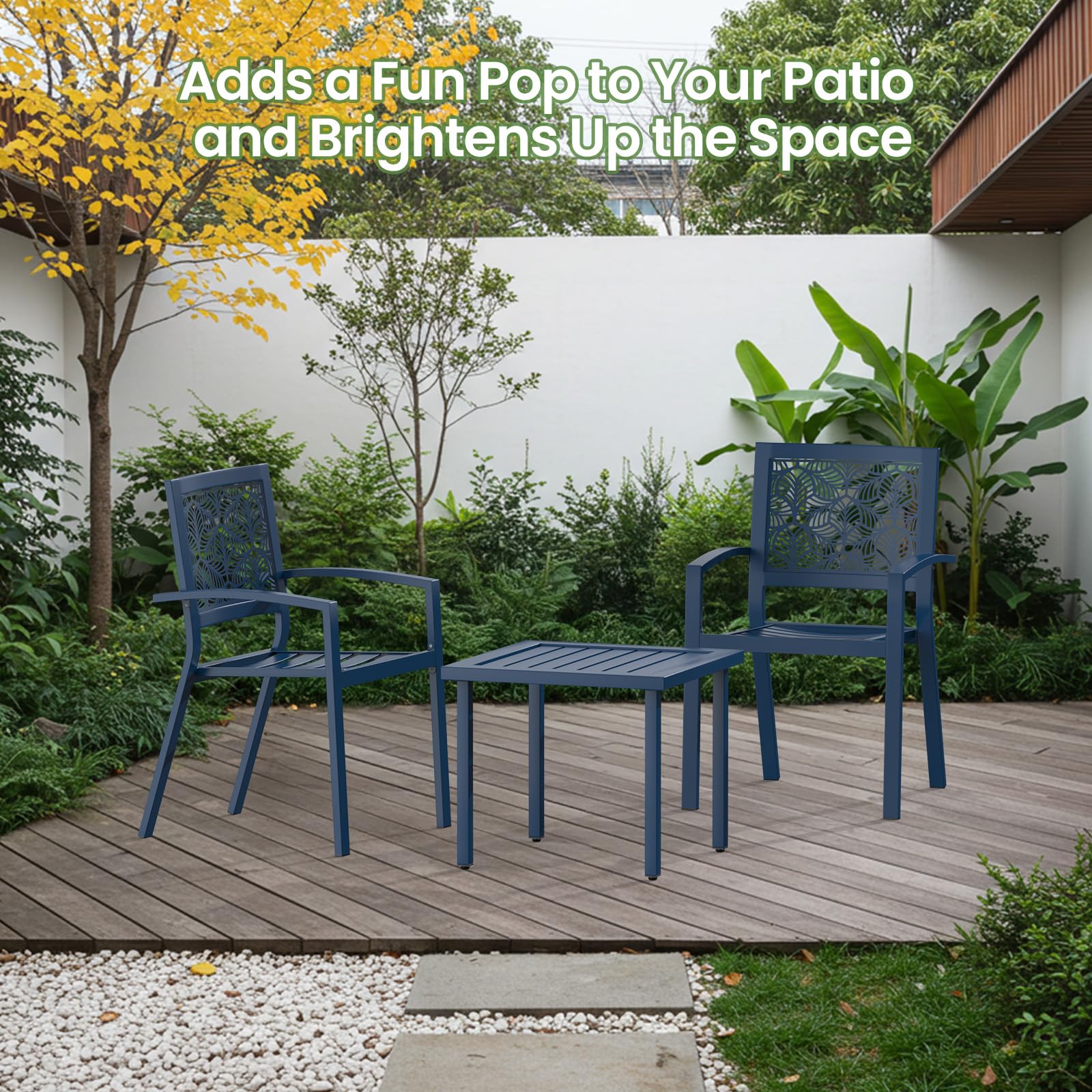 3-Piece Patio Bistro Set with 2 Chairs & Table
