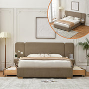 Upholstered Platform Bed with Nightstands & Storage Drawers