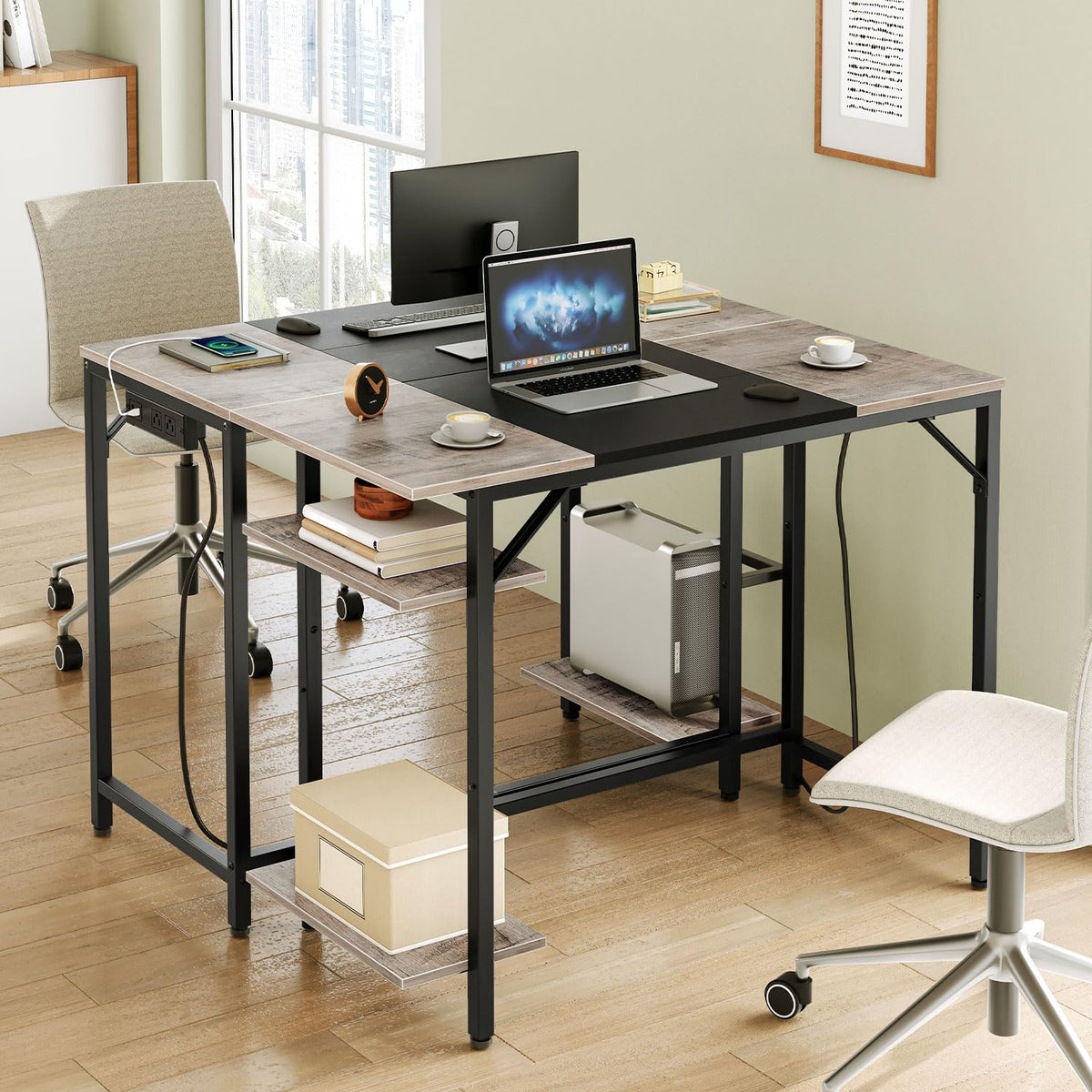 Compact Computer Desk with Charging Station
