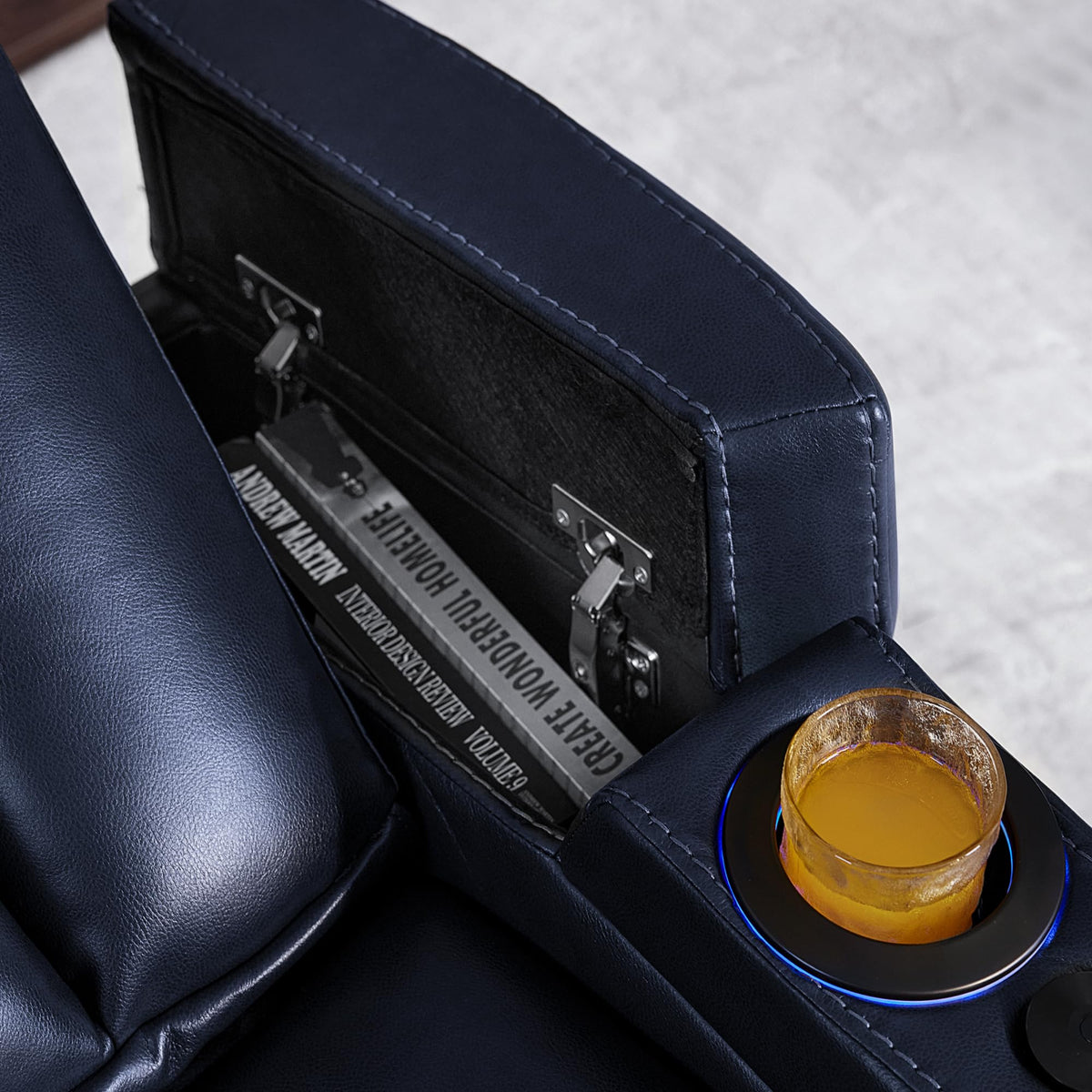 Leather Power Recliner with Headrest