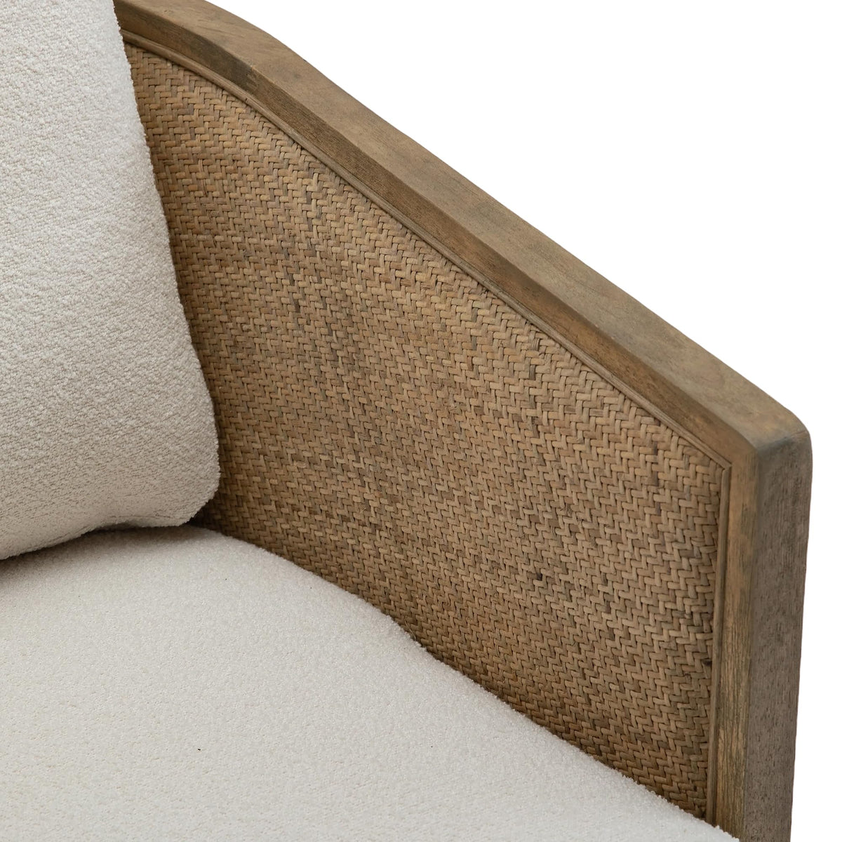 Beige Boucle Swivel Barrel Chair