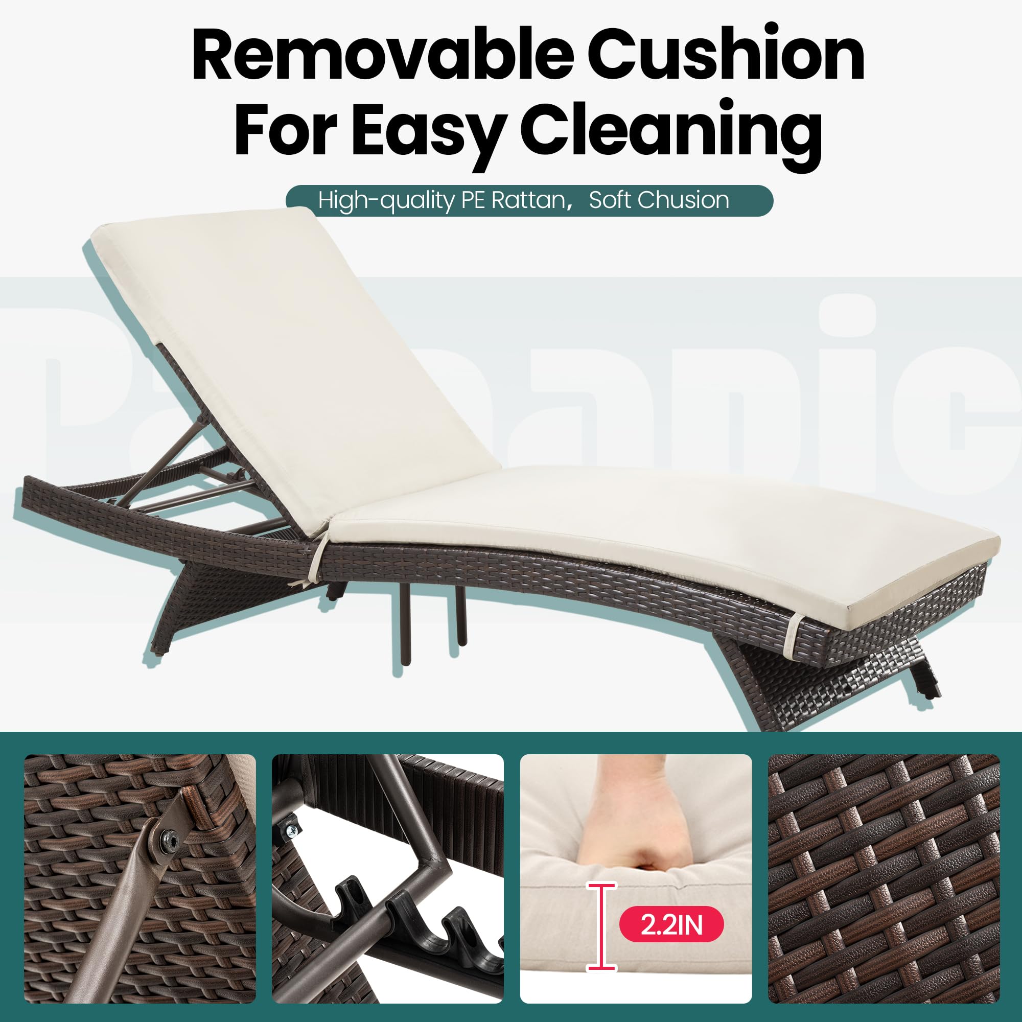 6-Piece Patio Chaise Lounge Set with Adjustable Backrest