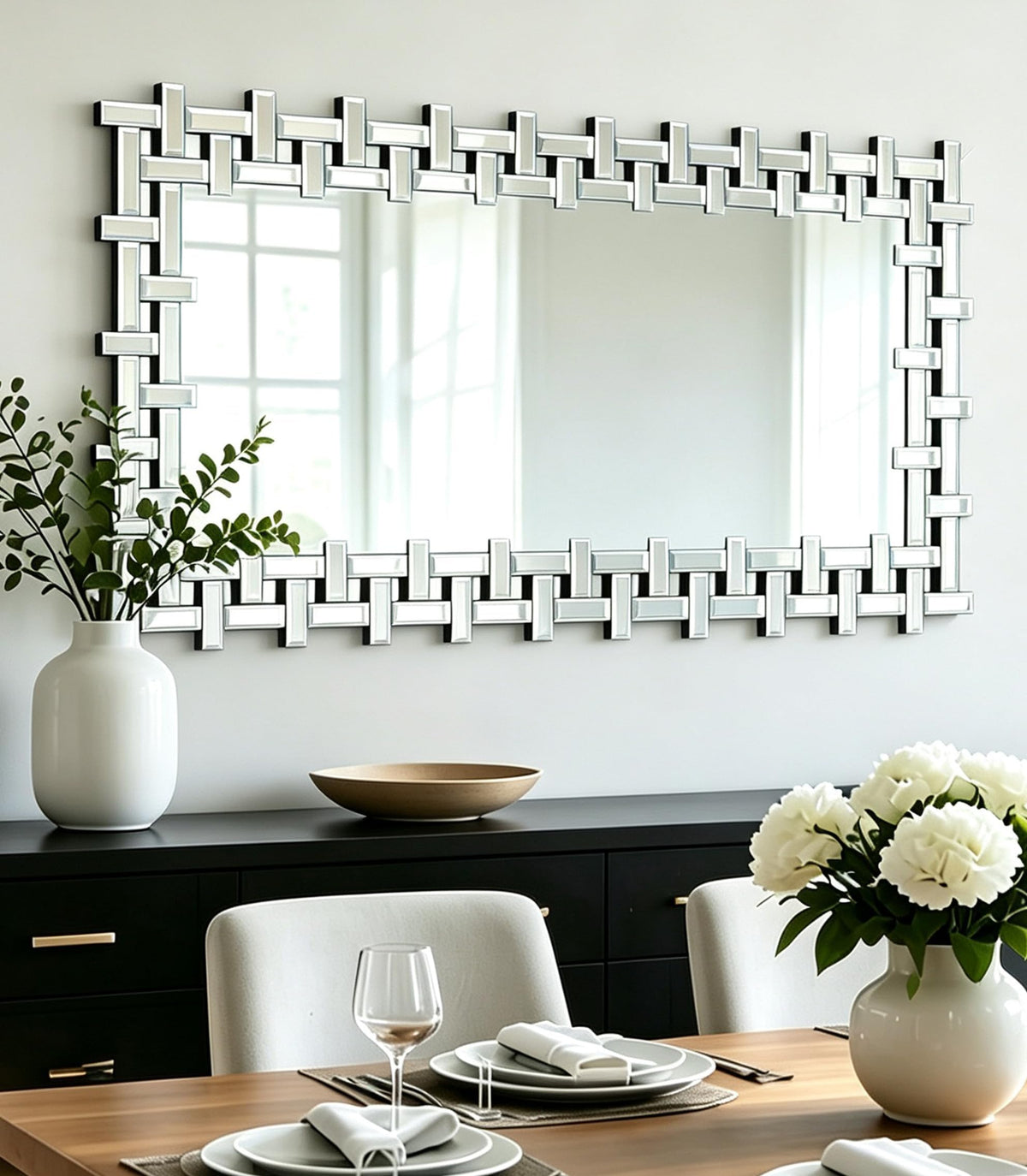 Autdot Large Decorative Wall Mirror, 40'' X 28'' Elegant Living Room Mirror with Beveled Mirrored Frame, Rectangular Accent Mirror for Entryway, Bathroom, Dining Room