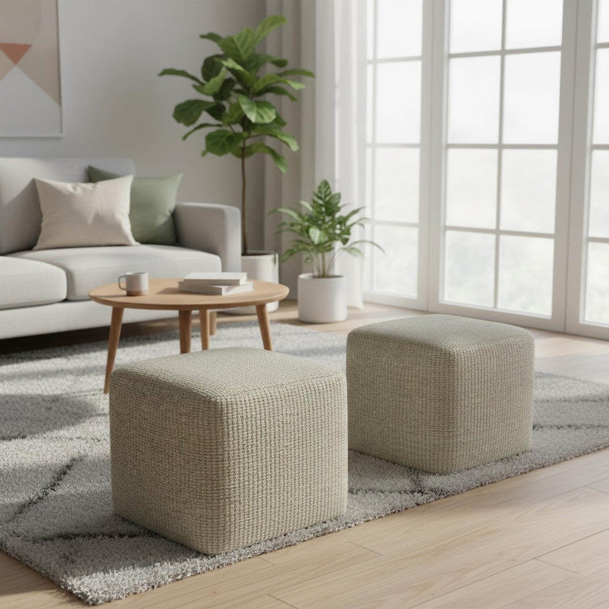 Square Woven Pouf