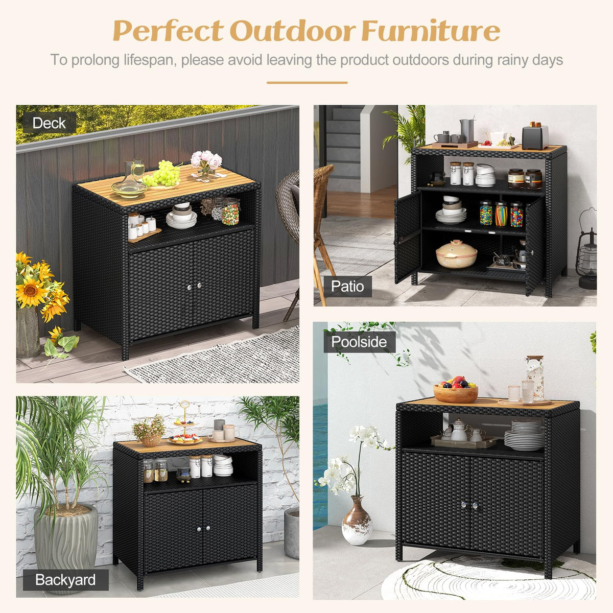 Outdoor Rattan Storage Cabinet
