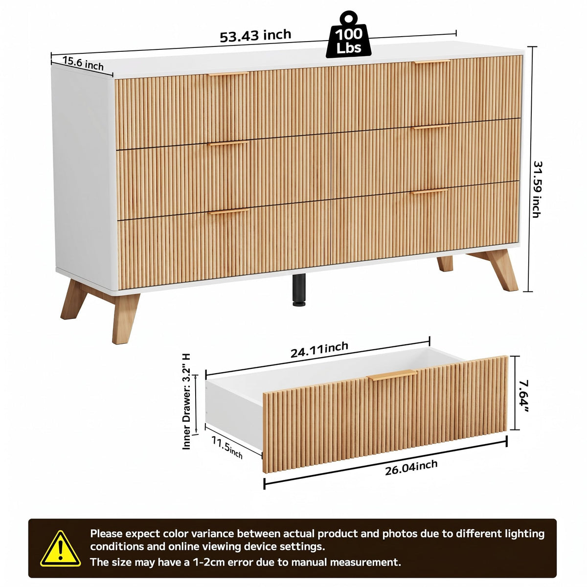 Fluted 6-Drawer Dresser