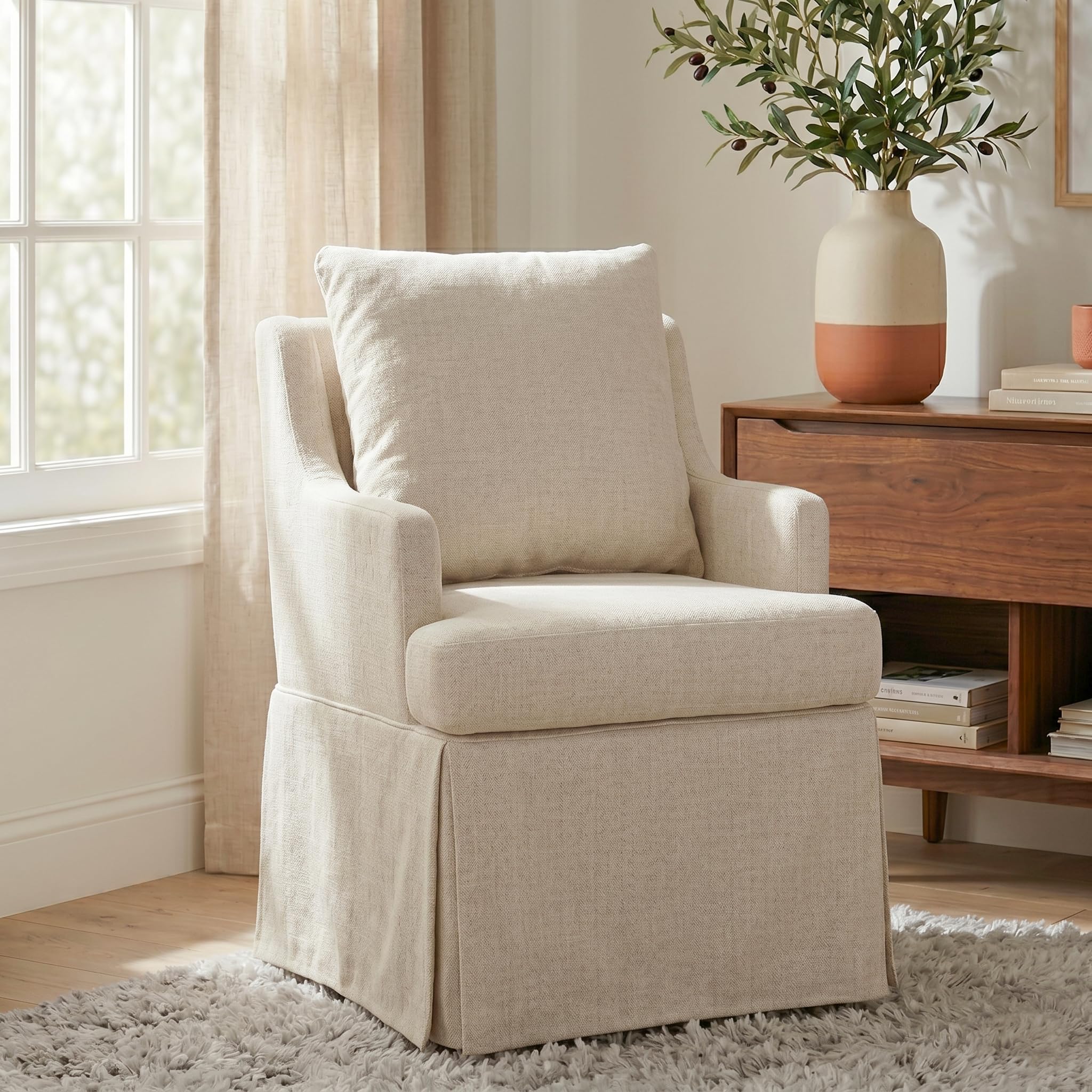 Upholstered Dining Chairs Set of 2 with Casters