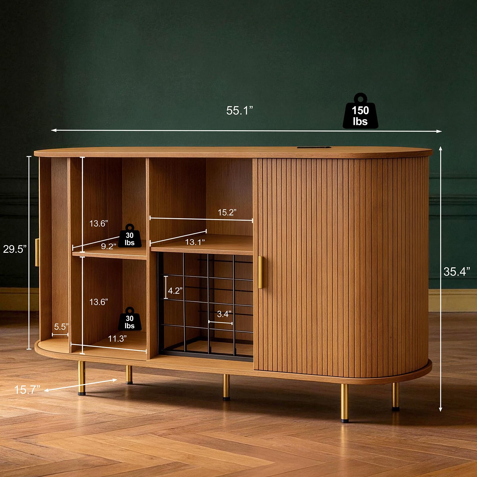 55" Wine Bar Cabinet with LED Lights
