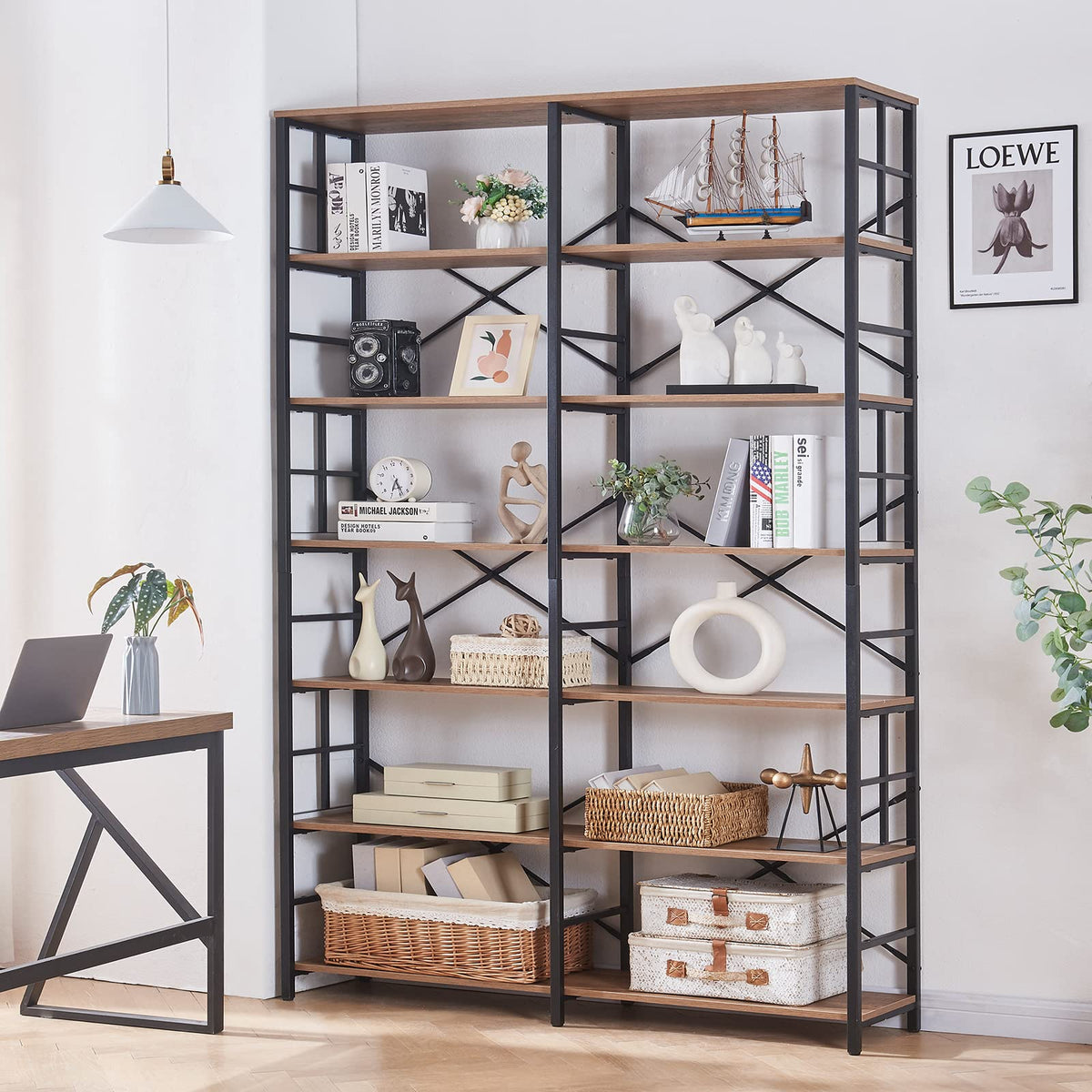 7-Tier Double-Wide Bookcase