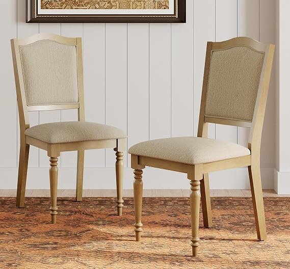 Farmhouse Dining Chairs Set of 6 with Cross-Back & Upholstered Seat
