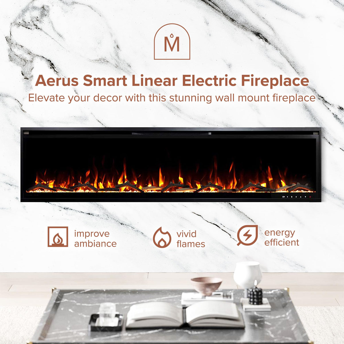 72-Inch Slim Electric Fireplace