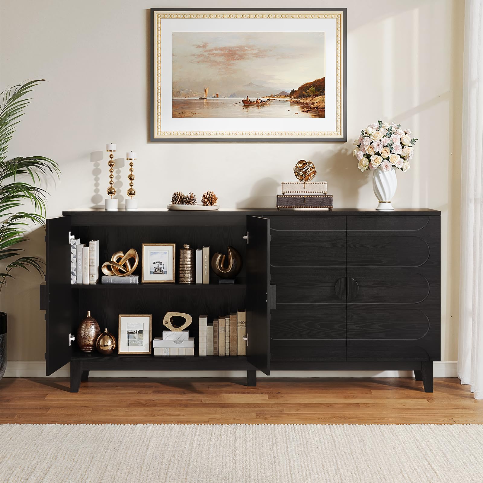 63" Sideboard Buffet Cabinet with Adjustable Shelves