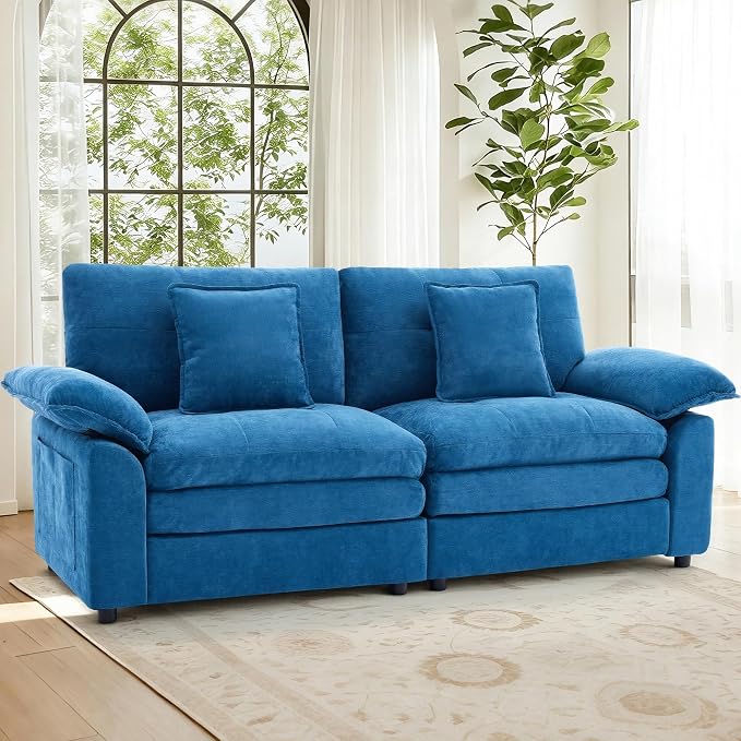 Chenille Loveseat with Side Pocket
