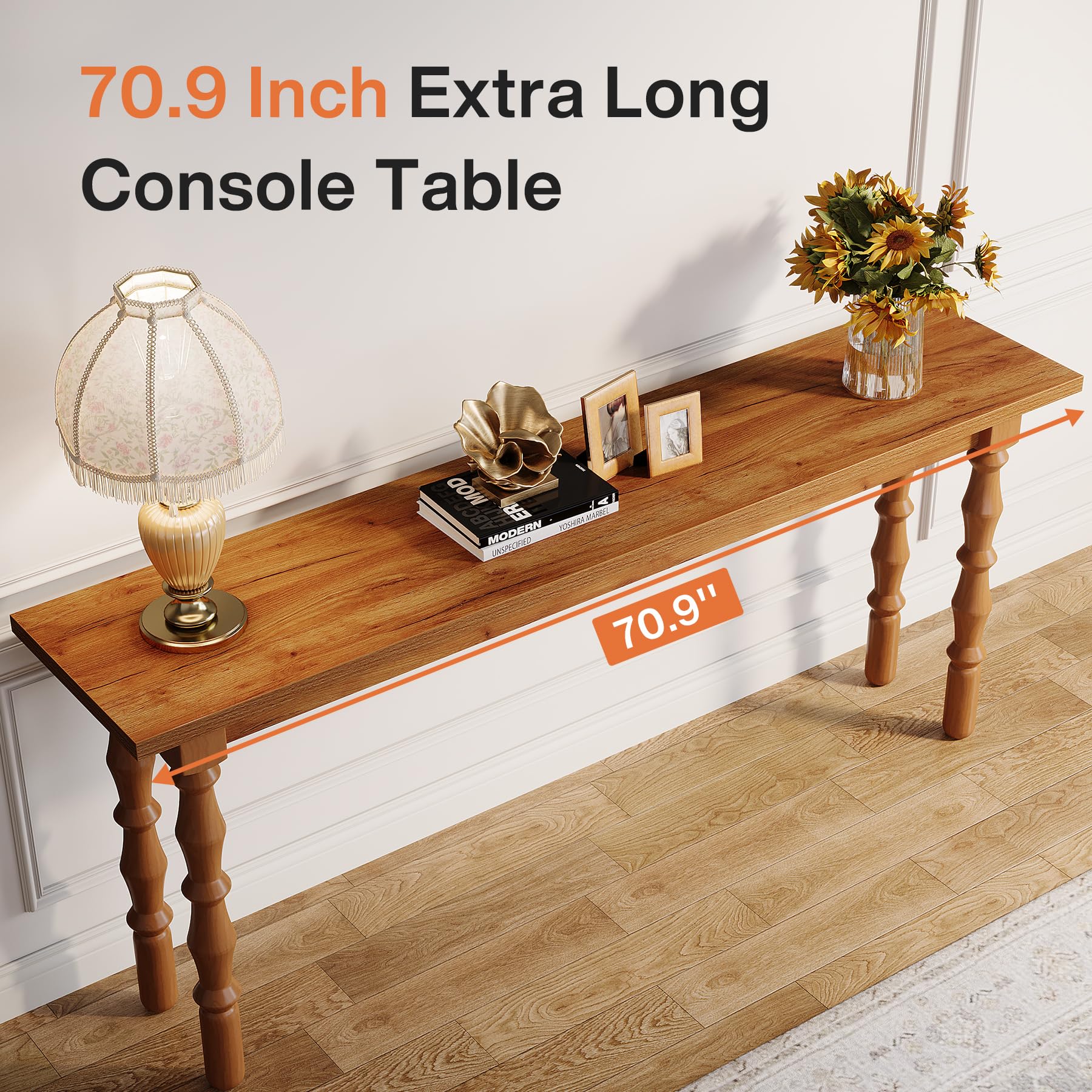 Tribesigns 70.9-Inch Extra Long Console Table for Entryway, Narrow Sofa Table Behind Couch with Solid Wood Legs, Entry Accent Table for Living Room, Foyer, Hallway, Entrance