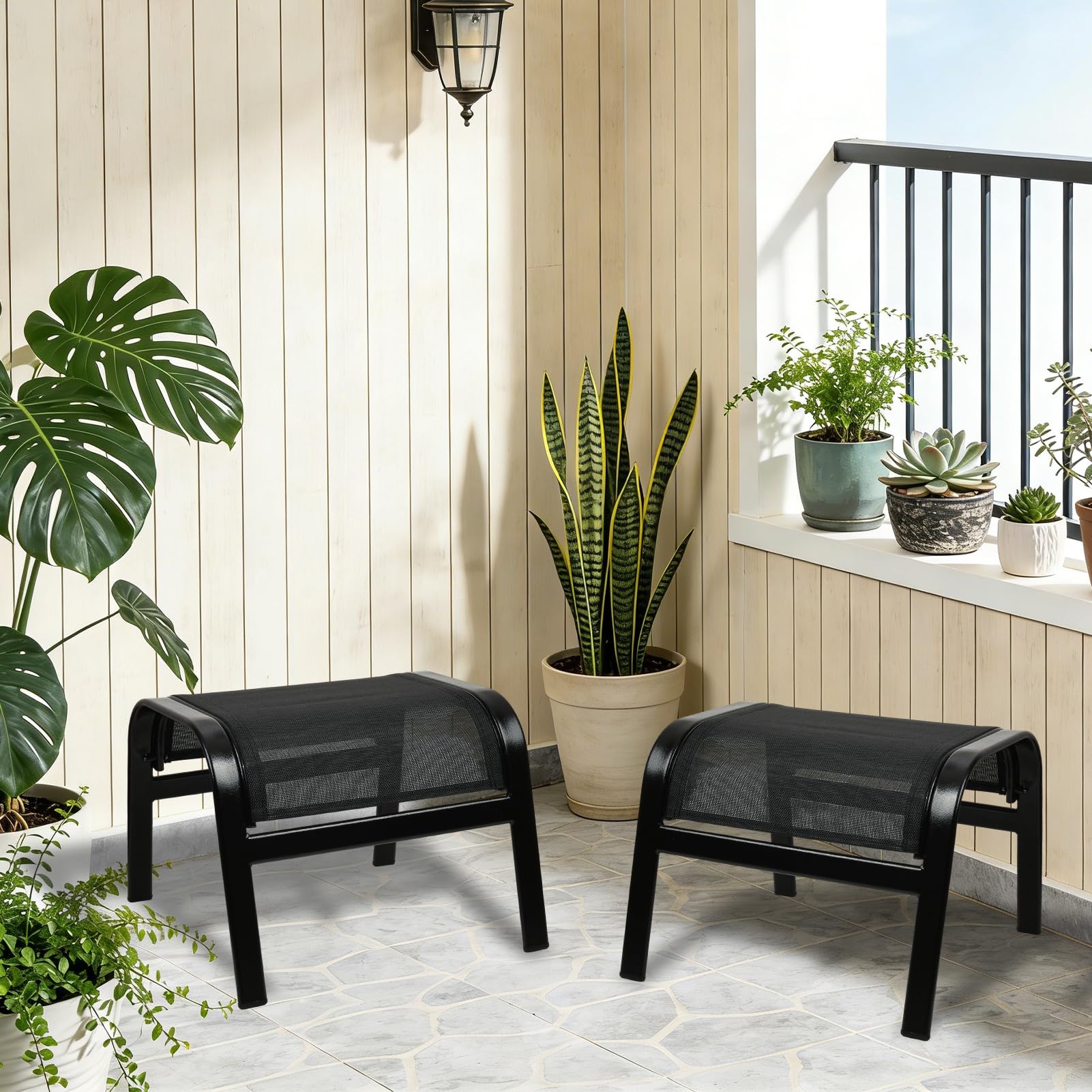 Outdoor Ottoman Footrest Stool Set of 2